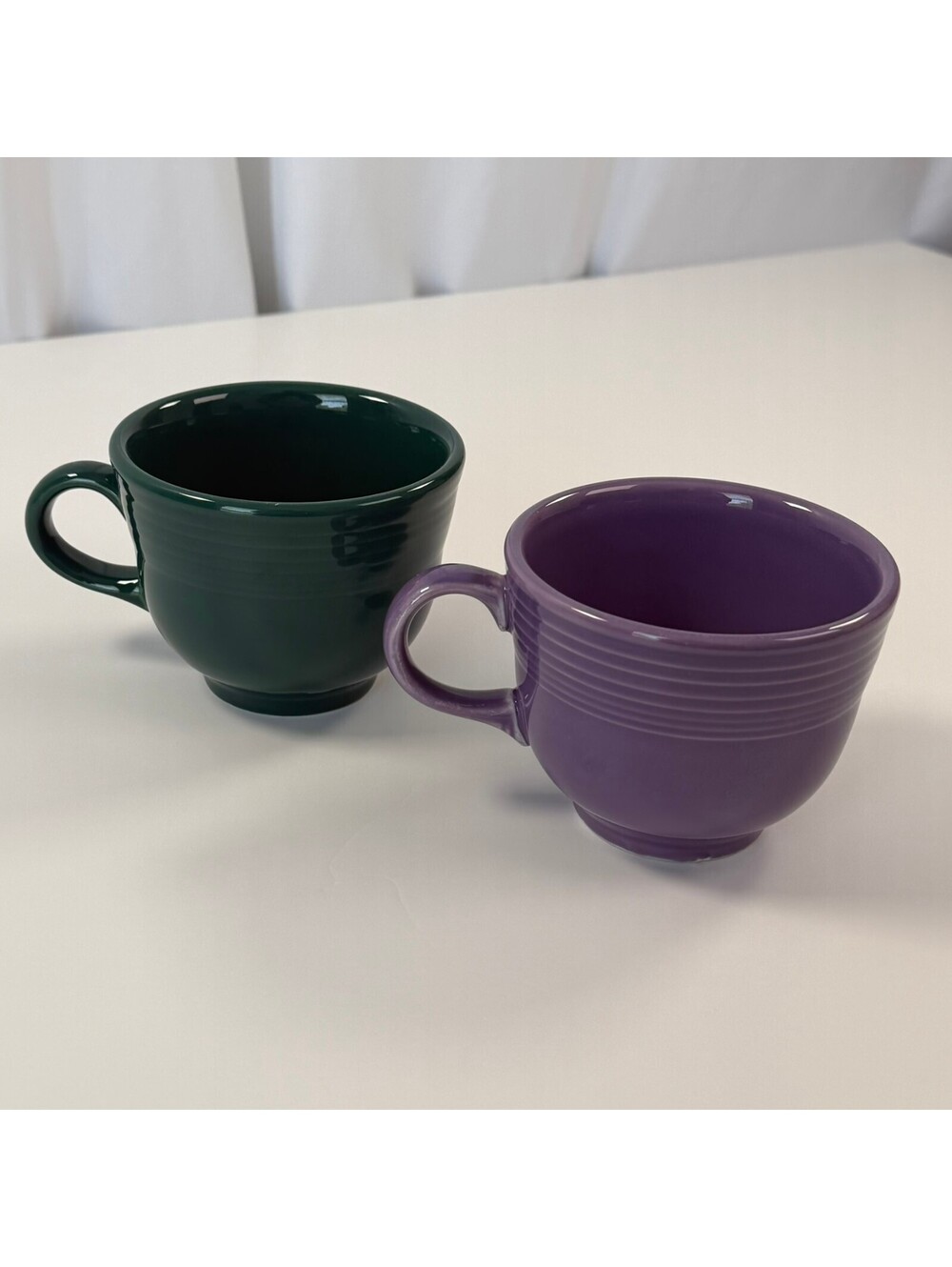 Fiesta Homer Laughlin Cups Set of 2 Plum Purple Dark Green Retired Colors HLC
